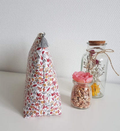 Grande pochette / trousse en coton liberty rouge bordeaux, étoile dorée