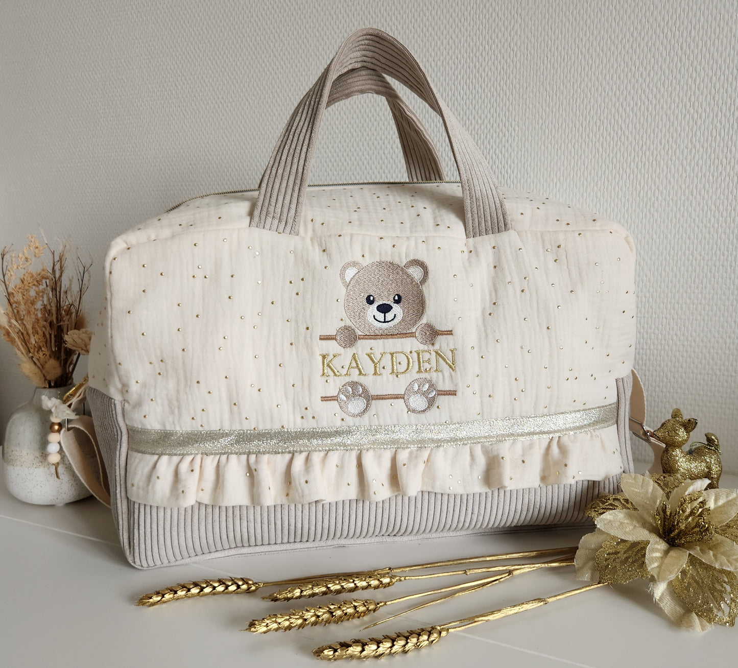 Gestalten Sie Ihre zweifarbige Wickel- oder Reisetasche