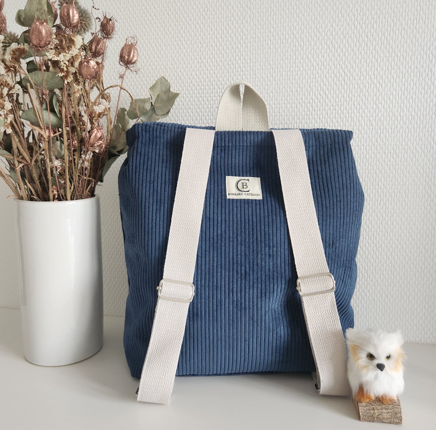Sac à dos maternelle en velours, broderie ourson