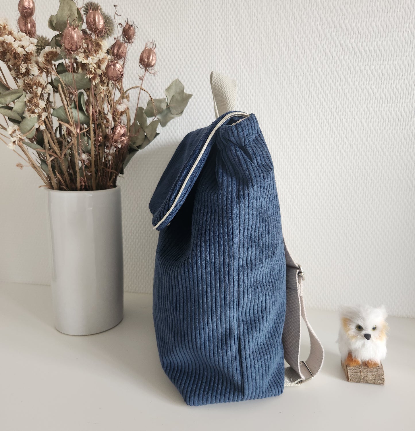 Sac à dos maternelle en velours, broderie ourson