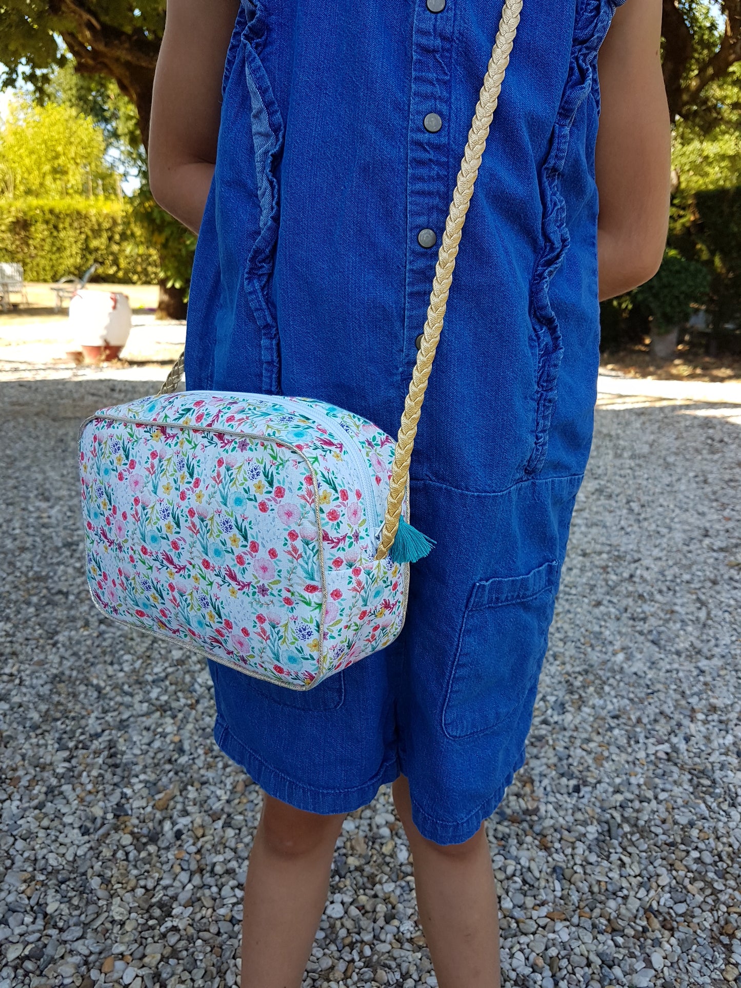 Sac à main petite fille bandoulière en coton fleuri multicolore style liberty