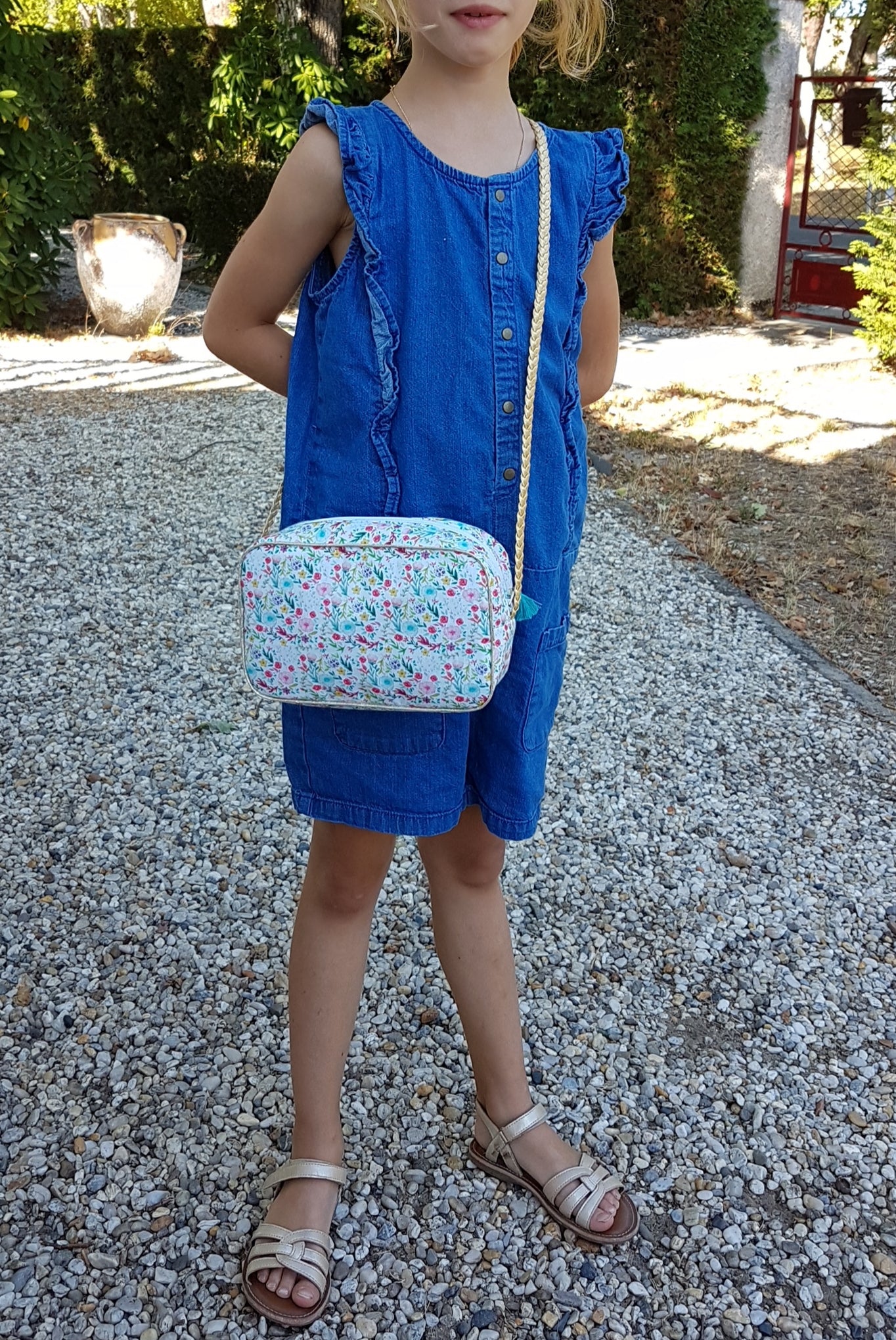 Sac à main petite fille bandoulière en coton fleuri multicolore style liberty
