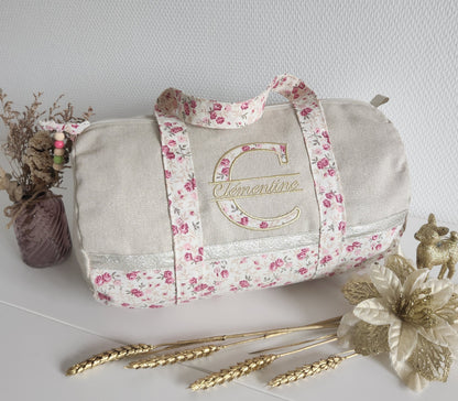 Sparkly cotton and liberty duffel bag