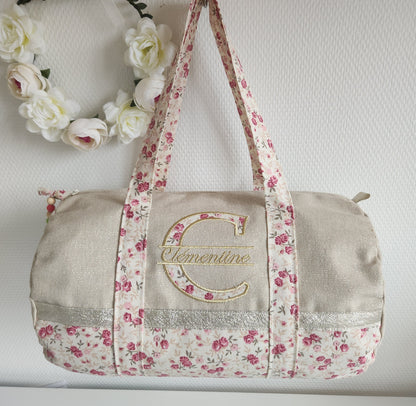 Sparkly cotton and liberty duffel bag