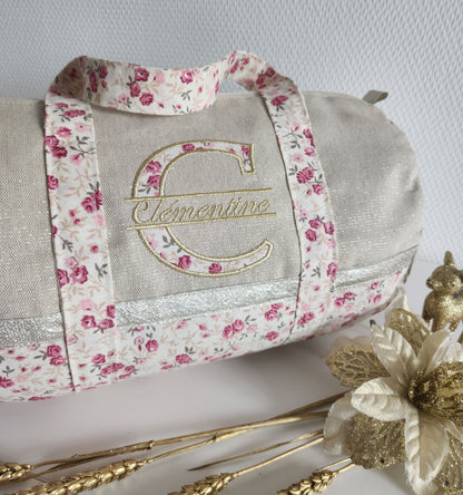 Sparkly cotton and liberty duffel bag