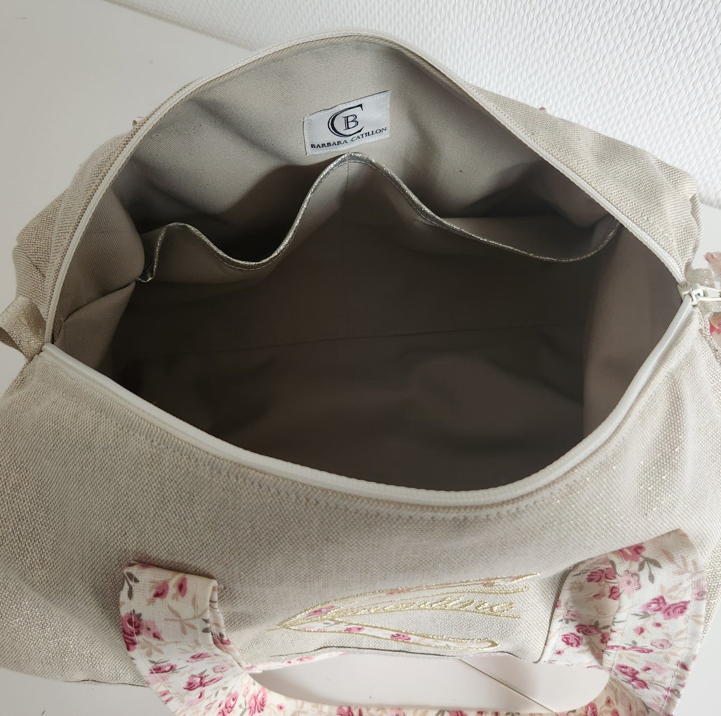 Sparkly cotton and liberty duffel bag