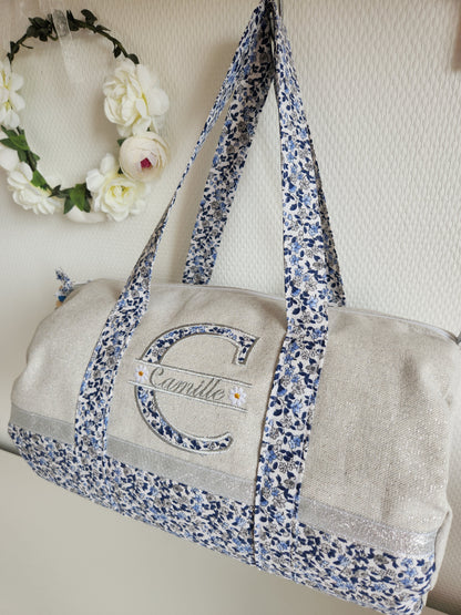 Sparkly cotton and liberty duffel bag