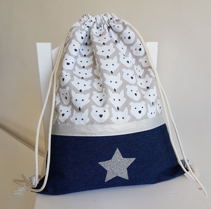 EN STOCK Sac à dos enfant jean et beige motifs animaux