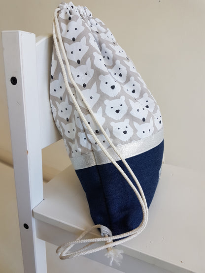 EN STOCK Sac à dos enfant jean et beige motifs animaux