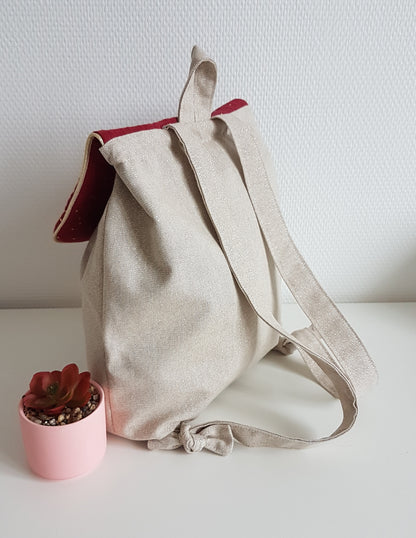 Sac à dos maternelle coton beige scintillant et double gaze de coton