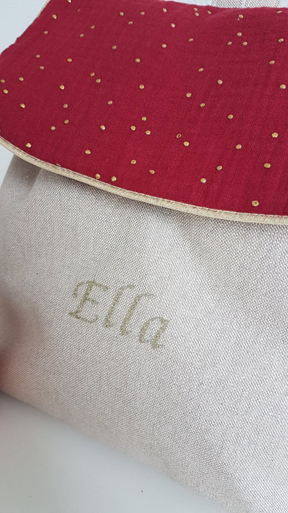Sac à dos maternelle coton beige scintillant et double gaze de coton