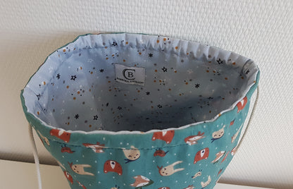 Sac à dos enfant jean et vert motifs animaux