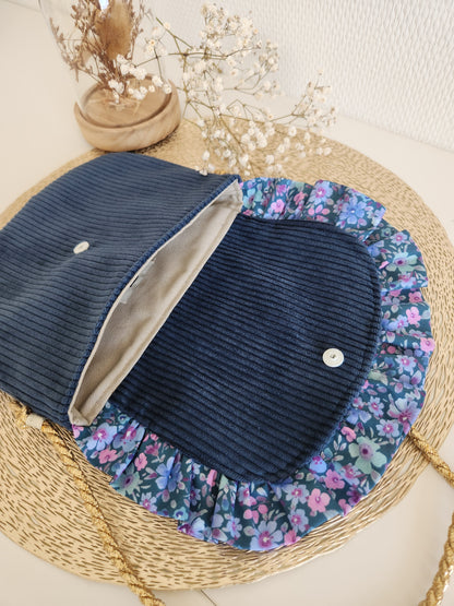 Umhängetasche für kleine Mädchen aus geblümter Baumwolle in Altrosa, Liberty-Stil
