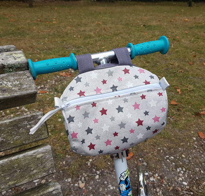 Sacoche à vélo ou trottinette, verte motifs animaux et jean