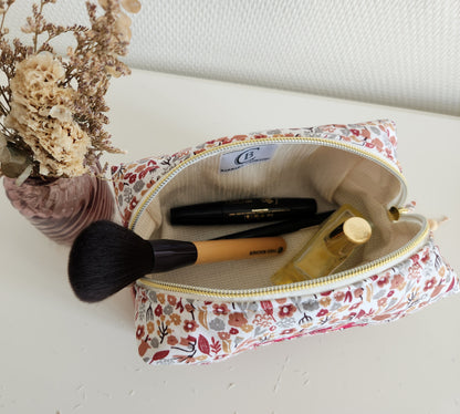 Trousse à maquillage velours rose et liberty