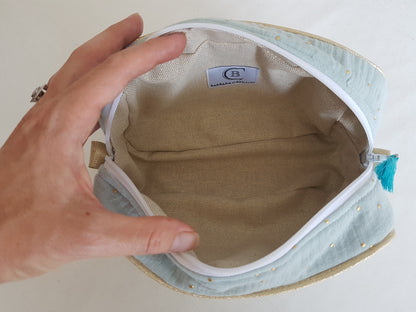 Trousse de voyage passepoilée en double gaze de coton