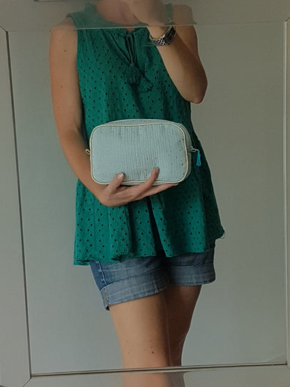 Trousse de voyage passepoilée en double gaze de coton