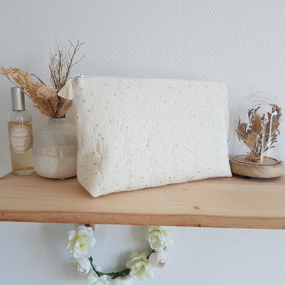 Grande trousse double gaze de coton matelassée