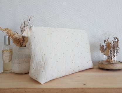 Grande trousse double gaze de coton matelassée