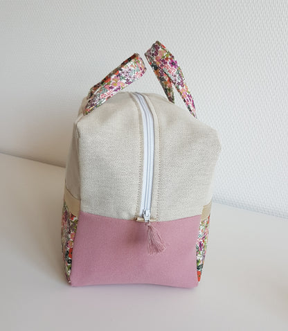 Valisette beige scintillant et liberty orange