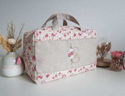 Valisette bicolore coton et beige scintillant.