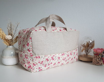 Valisette bicolore coton et beige scintillant.