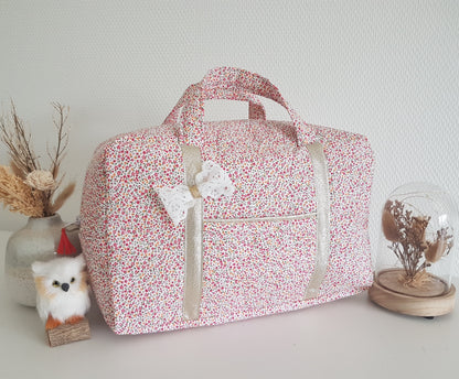 Valisette mini fleurs fuchsia et orange