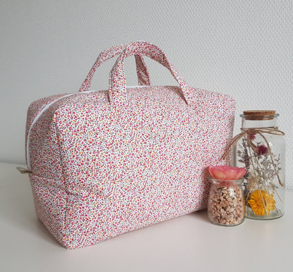 Valisette mini fleurs fuchsia et orange