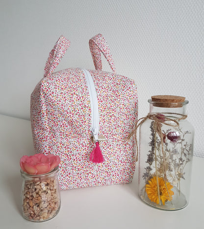 Valisette mini fleurs fuchsia et orange