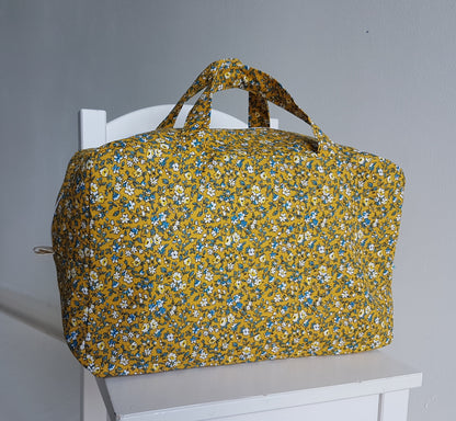 Valisette fleurie jaune moutarde