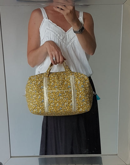 Valisette fleurie jaune moutarde