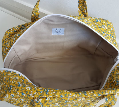 Valisette fleurie jaune moutarde