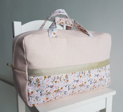 Valisette rose pâle scintillant et liberty