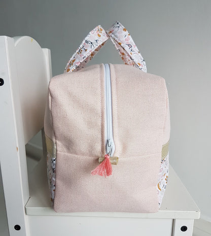 Valisette rose pâle scintillant et liberty