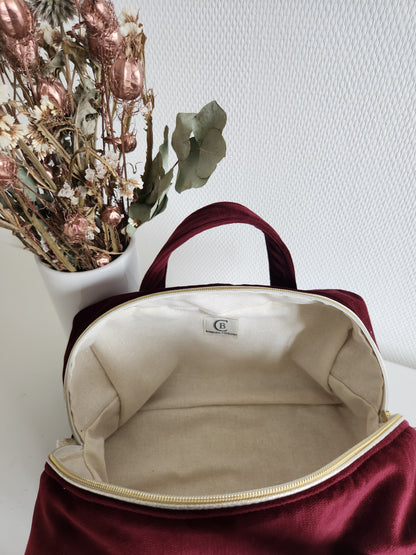 EN STOCK : Valisette "Bisous" en velours et coeurs dorés brodés