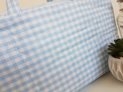 Valisette coton vichy bleu pâle
