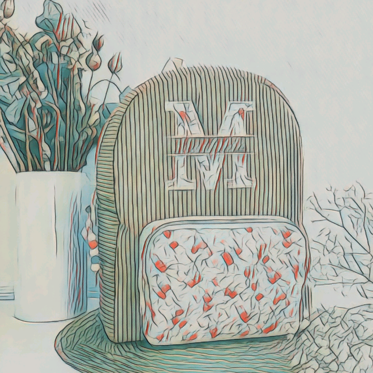 Bestickter Kindergartenrucksack, schimmernde Baumwolle und Liberty