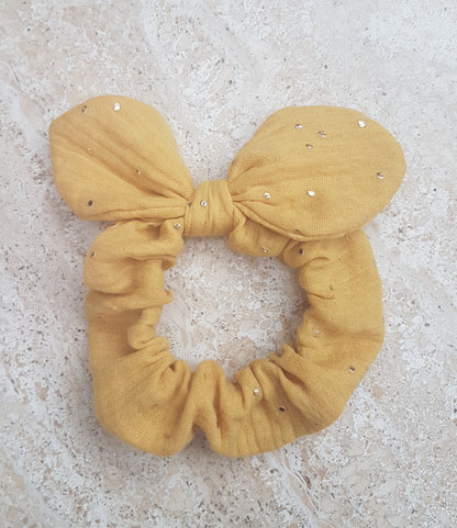 Chouchou à nœud, double gaze de coton.