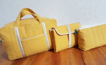 Grande trousse double gaze de coton matelassée