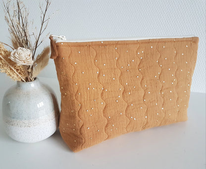 Grande trousse double gaze de coton matelassée