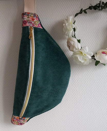 Sac banane en velours côtelé bicolore
