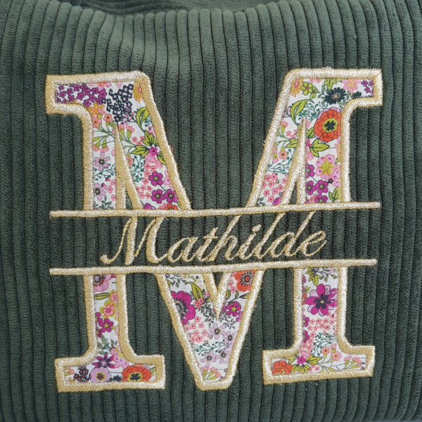 RESERVE: Grande pochette beige scintillante brodée à volants