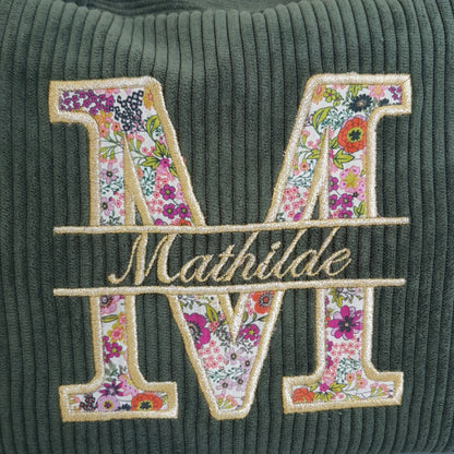 RESERVE: Grande pochette beige scintillante brodée à volants