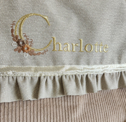 Sac à langer ou de voyage coton beige scintillant et velours côtelé