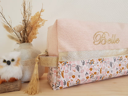 Trousse de toilette rose scintillant et liberty