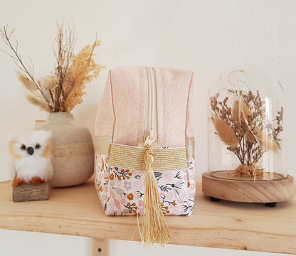Trousse de toilette rose scintillant et liberty
