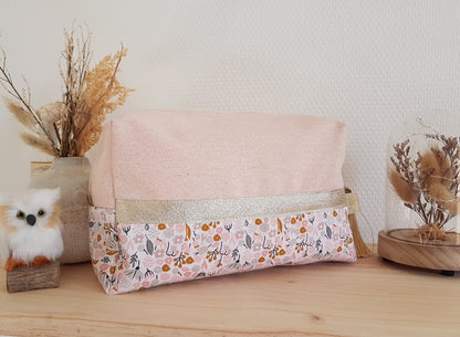 Trousse de toilette rose scintillant et liberty