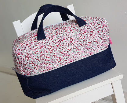 Valisette bicolore liberty et jean denim