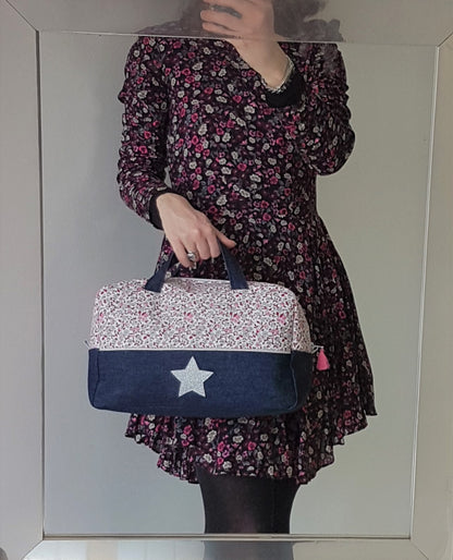 Valisette bicolore liberty et jean denim