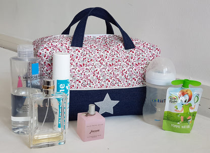 Valisette bicolore liberty et jean denim